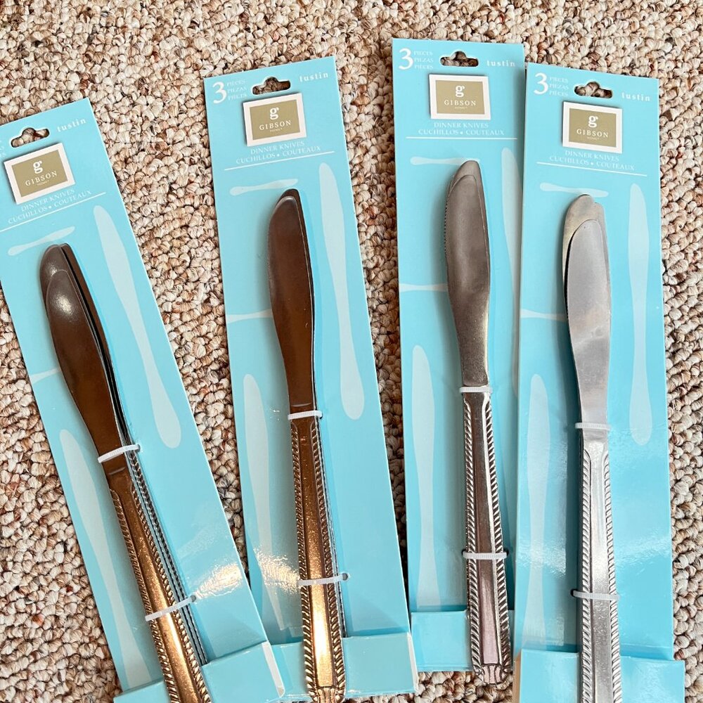 Gibson Tustin Dinner Knives‎ Set 12 Dishwasher Safe (4 sets of 3) (NEW)